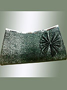 Trendy clutch purse is made with shimmer fabric. This dark Grey clutch has a beautiful bow on top and silver chain which is increasing beauty of this clutch.  This purse used in parties. Slight Color variations are possible due to differing screen and photograph resolutions.