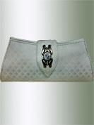 Delicate white Clutch purse has self printed work with metal brooch on shield shape flap. It is handy to carry and impress to all in everywhere. This purse used in casual, formals and parties. Slight Color variations are possible due to differing screen and photograph resolution.