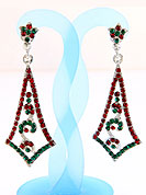 Create striking glance with this earring intended in a rhombus shaped frames which are nicely designed with Red and Green Diamonds work. The base frame of earring is made with alloy metal. Keep away from water, sweat and perfume. Slight Color variations are possible due to differing screen and photograph resolution.