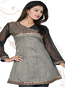 Designer Kurti in  material with Banrasi Silk maintain the cultural look as well as modern look. Slight Color variations possible due to differing screen and photograph resolutions.