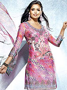 Printed kurti are the best choice for a girl to enhance her feminine look. This fantastic faux crepe printed tunic is beautified with floral and abstract art print work. Matching stole is available with this tunic. Bottom shown in the image is just for photography purpose. The tunic can be customize upto 40 inches. Slight Color variations are possible due to differing screen and photograph resolutions.