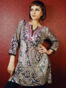 Be the fashion police with this exclusive blue mal printed kurti.
It has some classy and designer patches that makes it look elegant yet stylish.
The neckline is defined with amazing and efficient lace work combines with cool laces at the wrist and the base.
The kurti is well suited for casual and other occasions.