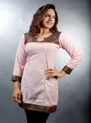 Cotton kurti with brocket and patch work on neck
