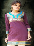 Crush fabric kurti with velvet sequence emboirdery on neck and wrist and simmer work with brocket silk work