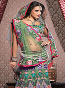 Elegance and innovation of designs crafted for you. This sea green net lehenga choli is nicely embroidered and patch work done with resham, sequins and stone work in form of floral motifs. All over embroidery on lehenga made it awesome and gives you stylish and attractive look to others. Matching choli and dupatta is availble with this lehenga. Slight Color variations are possible due to differing screen and photograph resolutions.