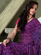 Breathtaking collection of sarees with stylish embroidery work and fabulous style. This blue and pink sattan patti saree  is simply designed with spiral print work on all over saree. This beautiful saree is used for casual porpose which gives you a singular and dissimilar look. Color blend of this saree is nice. Matching blouse is available with this saree. Slight color variations possible due to differing screen and photograph resolution.  