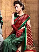 You can be sure that ethnic fashions selections of clothing are taken from the latest trend in today’s fashion. This beautiful saree is nicely designed with self weaving and patch work in fabulous style. It will enhance your personality and gives you a singular look. Graceful patch of brocade pallu of the saree is nice and impress to all. Matching blouse is available with this saree. This drape is made with dupion silk fabric. Slight color variations are due to differing screen and photography resolution.