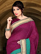 Envelope yourself in classic look with this charming saree. This dark burgundy art silk saree have beautiful embroidery patch work which is embellished with thread, zari and stone work. Fabulous designed embroidery gives you an ethnic look and increasing your beauty. Matching blouse is available. Slight Color variations are possible due to differing screen and photograph resolutions.