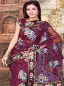 Ultimate collection resham embroidred and stone, seeds work chiffon sarees. With unstitched Blouse. 