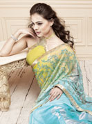 net saree with fabric for petty coat & double blouse provided ( 1 running and 1 semi stitched )