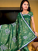 Enjoy this season with this embroidery saree. This saree have beautiful embroidery work on pallu and border. This saree is nicely designed with resham, zari and sitara work to give you pretty and singular look. The border of this saree is a symbol of elegance in its own.  This saree made with silk with georgette mix fabric. Matching blouse is available. Slight Color variations are possible due to differing screen and photograph resolutions.