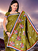 Let your personality speak for you this casual wear saree embellished with embroidery work. This saree made with silk with georgette mix fabric. This saree have beautiful embroidery work on pallu and border. This saree is nicely designed with resham, zari and sitara work to give you pretty and singular look. The border of this saree is a symbol of elegance in its own. Matching blouse is available. Slight Color variations are possible due to differing screen and photograph resolutions.