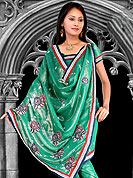 Embroidery Saree maintain the artistic look as well as present look.  This saree made with silk with georgette mix fabric. This saree have beautiful embroidery work on pallu and border. This saree is nicely designed with resham, zari and sitara work to give you pretty and singular look. The border of this saree is a symbol of elegance in its own. Matching blouse is available. Slight Color variations are possible due to differing screen and photograph resolutions.