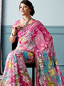 Style and trend will be at the peak of your beauty when you adorn this Printed saree. This beautiful and pretty printed saree nicely designed with Stylish floral pattern. The saree is specially crafted for your stunning look and terrific style. This saree material is georgette. Matching Blouse is available. Slight color variations are possible due to differing screen and photograph resolution.