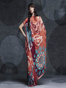 Make you pleasing Faux georgette saree.
Flaky rust color with traditional chic prints.
With Bottom lace work.