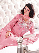 This Pink Suit with embroidery at its best, lovely colour and matching churidar latest design will surely win every heart. Slight Color variations possible due to differing screen and photograph resolutions.