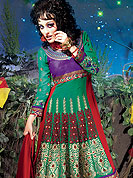 Be ready to slip in the comfort zone of pure georgette suit with chiffon dupatta. This stunning suit adorns with floral embroidery work. Beautiful embroidery done with reshams threads and zari work on kameez which is enhanced your personality. Stylish pattern on neck is startling and give’s a singular look. Matching churidar and dupatta is available with this. Slight Color variations are possible due to differing screen and photograph resolutions.