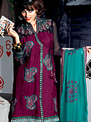 Motivate your look with this pure jacquard suit with pure chiffon dupatta. This stunning suit adorns with floral embroidery work. Beautiful embroidery done with reshams threads and zari work on kameez which is enhanced your personality. Stylish pattern on neck is startling and give’s a singular look. Matching churidar and dupatta is available with this. Slight Color variations are possible due to differing screen and photograph resolutions.