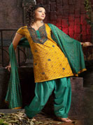 Cotton suit with printed salwar and duptta