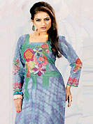 This sky blue cotton tunic is nicely designed with floral, abstract print and lace work in fabulous style. This is a perfect casual wear. This is made with cotton fabric. Bottom shown in the image is just for photography purpose. Slight color variations are possible due to differing screen and photograph resolution.