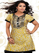This yellow american crepe readymade tunic is nicely designed with floral print and patch work. This is a perfect casual wear readymade kurti. Bottom shown in the image is just for photography purpose. Minimum quantity order 12pcs in each style. Slight Color variations are possible due to differing screen and photograph resolutions.