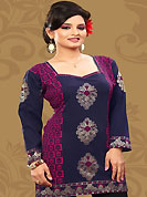 This navy blue and dark pink american crepe readymade tunic is nicely designed with floral and foil print work. This is a perfect casual wear readymade kurti. Bottom shown in the image is just for photography purpose. Minimum quantity order 12pcs in each style. Slight Color variations are possible due to differing screen and photograph resolutions.