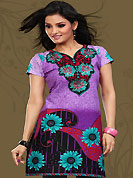 This purple and black cotton readymade tunic is nicely designed with floral, paisley, geometric print and resham embroidery patch work. This is a perfect casual wear readymade kurti. Bottom shown in the image is just for photography purpose. Minimum quantity order 12pcs in each style. Slight Color variations are possible due to differing screen and photograph resolutions.