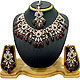 Traditional maroon stone worked necklace set 