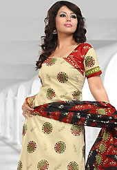 Get ready to sizzle all around you by sparkling suit. This Suit has beautiful printed kameez which is crafted with floral print work. Color combination of suit is fascinating and make you trendy look. This casual wear drape made with cotton fabric. Matching dupatta and churidar is available. Slight Color variations are possible due to differing screen and photograph resolutions.