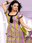 Attract all attentions with this printed suit. This Suit has beautiful printed kameez which is crafted with floral print work. Color combination of suit is fascinating and make you trendy look. This casual wear drape made with cotton fabric. Matching dupatta and churidar is available. Slight Color variations are possible due to differing screen and photograph resolutions.