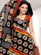 Look stunning rich with dark shades and floral patterns. This Suit has beautiful printed kameez which is crafted with floral and stripe print work. Color combination of suit is fascinating and make you trendy look. This casual wear drape made with cotton fabric. Matching dupatta and churidar is available. Slight Color variations are possible due to differing screen and photograph resolutions.