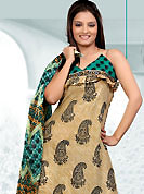 Look stunning rich with dark shades and floral patterns. This Suit has beautiful printed kameez which is crafted with floral and paisley print work. Color combination of suit is fascinating and make you trendy look. This casual wear drape made with cotton fabric. Matching dupatta and churidar is available. Slight Color variations are possible due to differing screen and photograph resolutions.