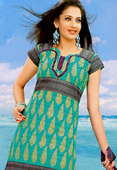 Be the cynosure of all eyes with this wonderful  casual wear in flattering colors and combinations. This Suit has beautiful printed kameez which is crafted with floral, abstract and geometric print work. Color combination of suit is fascinating and make you trendy look. This casual wear drape made with cotton fabric. Contrasting purple salwar and dupatta is available. The entire ensemble makes an excellent wear. Slight Color variations are possible due to differing screen and photograph resolutions.