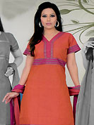 You can be sure that ethnic fashions selections of clothing are taken from the latest trend in today’s fashion. This beautiful kameez which is crafted with self weaving, thread fringes and patch work. Color combination of suit is fascinating and make you trendy look. This casual wear drape made with south cotton fabric. Contrasting deep pink salwar and dupatta is available. Slight Color variations are possible due to differing screen and photograph resolutions.