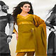 Olive Green and Mustard South Cotton Churidar kameez with Dupatta