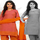 Dusty Red and Orange South Cotton Salwar kameez with Dupatta