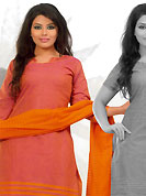Elegance and innovation of designs crafted for you. This beautiful kameez which is crafted with thread fringes and patch work. Color combination of suit is fascinating and make you trendy look. This casual wear drape made with south cotton fabric. Contrasting orange salwar and dupatta is available. Slight Color variations are possible due to differing screen and photograph resolutions.