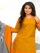 Envelope yourself in classic look with this charming suit. This beautiful kameez which is crafted with thread fringes and patch work. This casual wear drape made with south cotton fabric. Matching churidar and dupatta is available. Slight Color variations are possible due to differing screen and photograph resolutions.