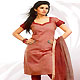 Dusty Red and Maroon South Cotton Churidar kameez with Dupatta