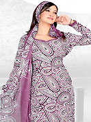 Exquisite combination of color, fabric can be seen here. This Suit has beautiful printed kameez which is crafted with geometrical pattern work. This casual wear drape made with cotton fabric. Matching dupatta and churidar is available. The entire ensemble makes an excellent wear. Slight Color variations are possible due to differing screen and photograph resolutions.