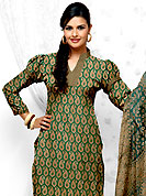 Let your personality articulate for you with this amazing suit. This Suit has beautiful printed kameez which is crafted with paisley pattern and patch work. This casual wear drape made with cotton fabric. Matching dupatta and churidar is available. The entire ensemble makes an excellent wear. Slight Color variations are possible due to differing screen and photograph resolutions.