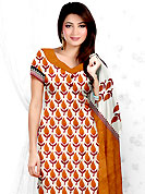 Outfit is a novel ways of getting yourself noticed. This Suit has beautiful printed kameez which is crafted with floral pattern. This casual wear drape made with cotton fabric. Matching dupatta and churidar is available. The entire ensemble makes an excellent wear. Slight Color variations are possible due to differing screen and photograph resolutions.