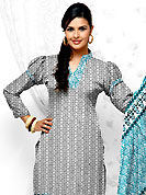 You can be sure that ethnic fashions selections of clothing are taken from the latest trend in today’s fashion. This Suit has beautiful printed kameez which is crafted with floral and geometrical pattern. This casual wear drape made with cotton fabric. Contrasting turquoise blue churidar and dupatta is available. The entire ensemble makes an excellent wear. Slight Color variations are possible due to differing screen and photograph resolutions.