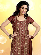 Outfit is a novel ways of getting yourself noticed.  This Suit is nicely designed with resham and sequins embroidery work in floral pattens. Matching Dupatta and churidar is available. This Perfect casual wear suit. This drape material is mix georgette. Slight Color variations are possible due to differing screen and photograph resolutions.