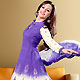 Violet and Off White Faux Crepe Churidar Kameez with Dupatta
