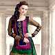 Royal Blue, Pink and Green Chanderi Art Silk Readymade Salwar Kameez with Dupatta
