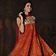 Rust and Red Georgette Readymade Churidar Kameez with Dupatta