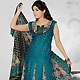 Turquoise Blue and Off White Cotton Readymade Churidar Kameez with Dupatta