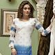 Off White and Shaded Blue Cotton Churidar Kameez with Dupatta