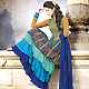 Fawn and Blue Faux Georgette Churidar Kameez with Dupatta